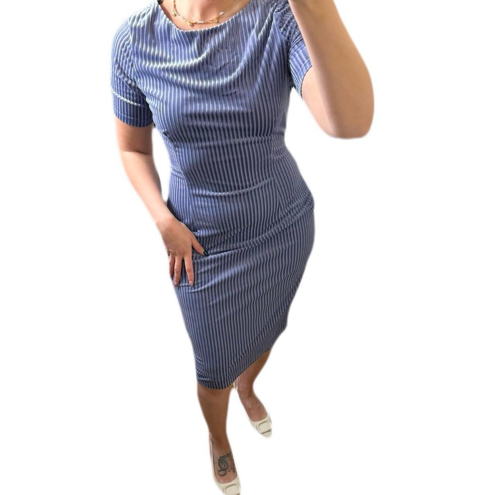 90s Indigo Textured Dress